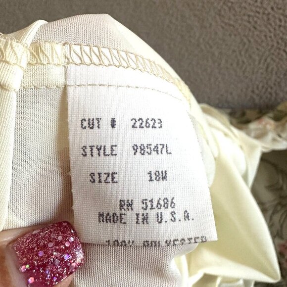 Vintage 70s Slip Dress Lingerie Sheer Floral Tier Cream Ivory Pink - Picture 5 of 13
